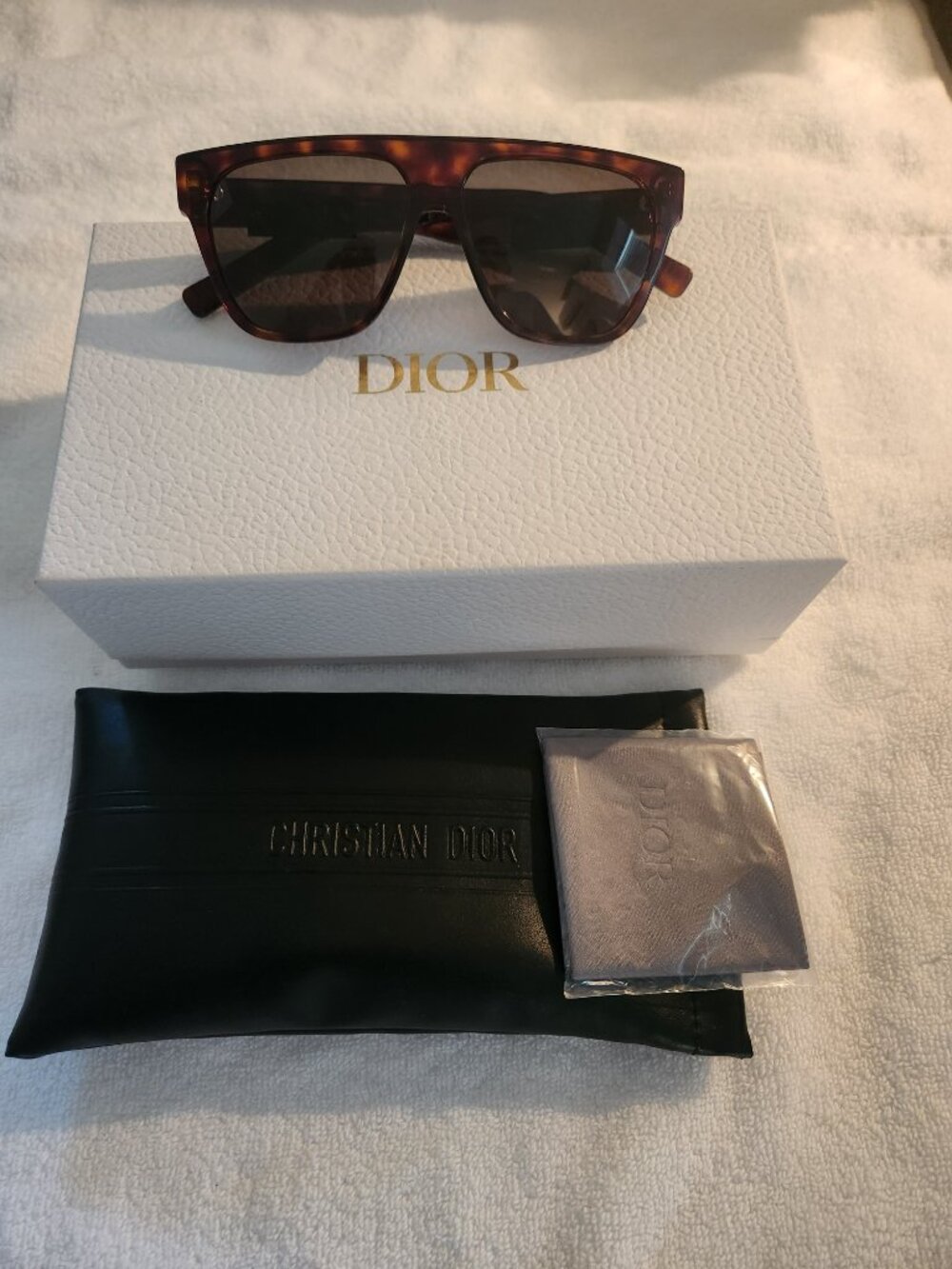 Dior B23 S3I Men's Dark Tortoise Square Flat Top Sunglasses Oblique Inside